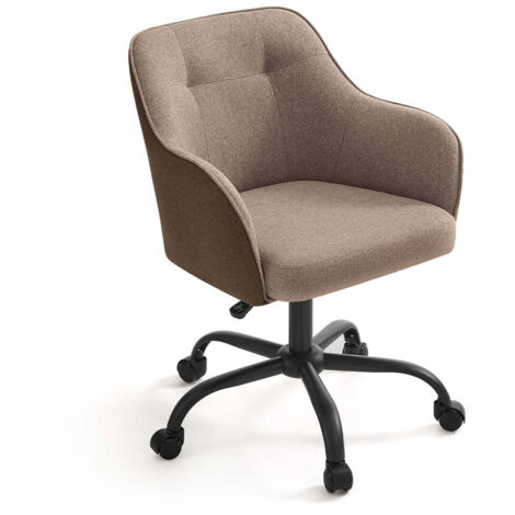 Silla de oficina giratoria cómoda asiento ergonómico altura ajustable carga 120 kg estructura de acero tela imitación lino para oficina marrón 120005883