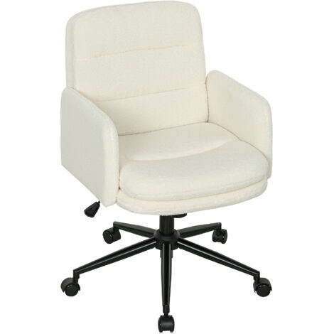 Silla de oficina giratoria con ruedas, tapizado de tela, reposabrazos, 5 ruedas, color crema 6561,5101