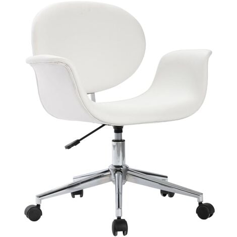 Silla de oficina giratoria de cuero sintético blanco vidaXL - Blanco