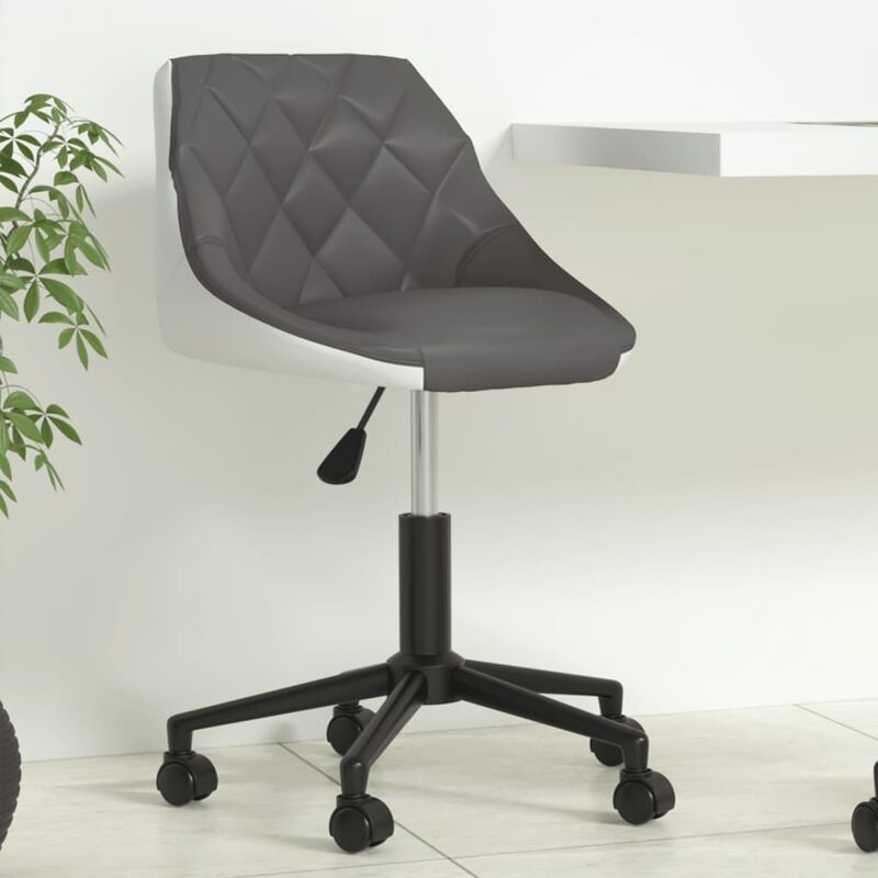 

Silla de oficina giratoria de cuero sintético gris y blanco