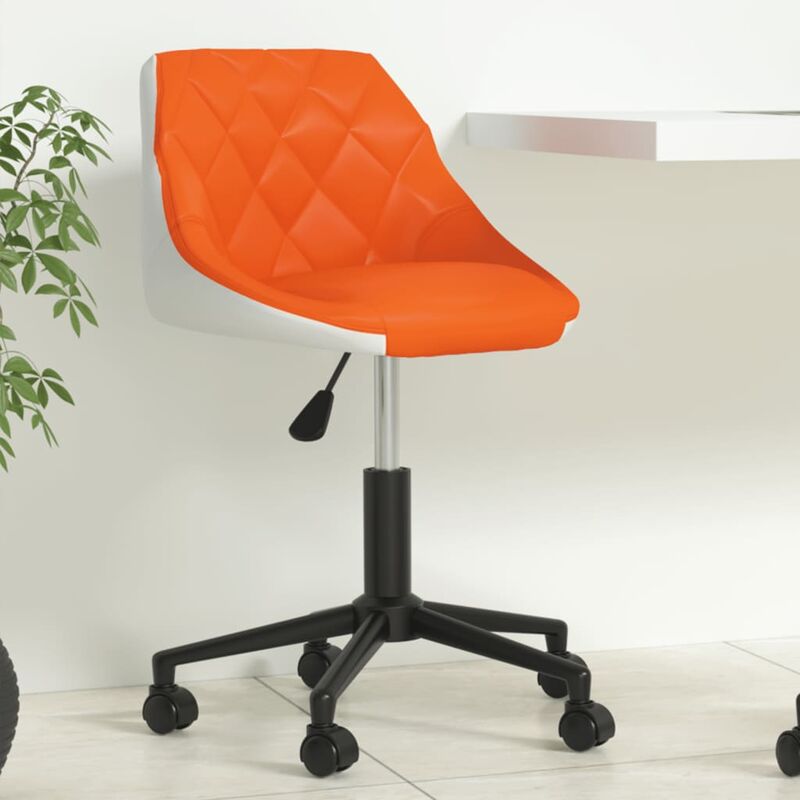 

Silla de oficina giratoria de cuero sintético naranja y blanco