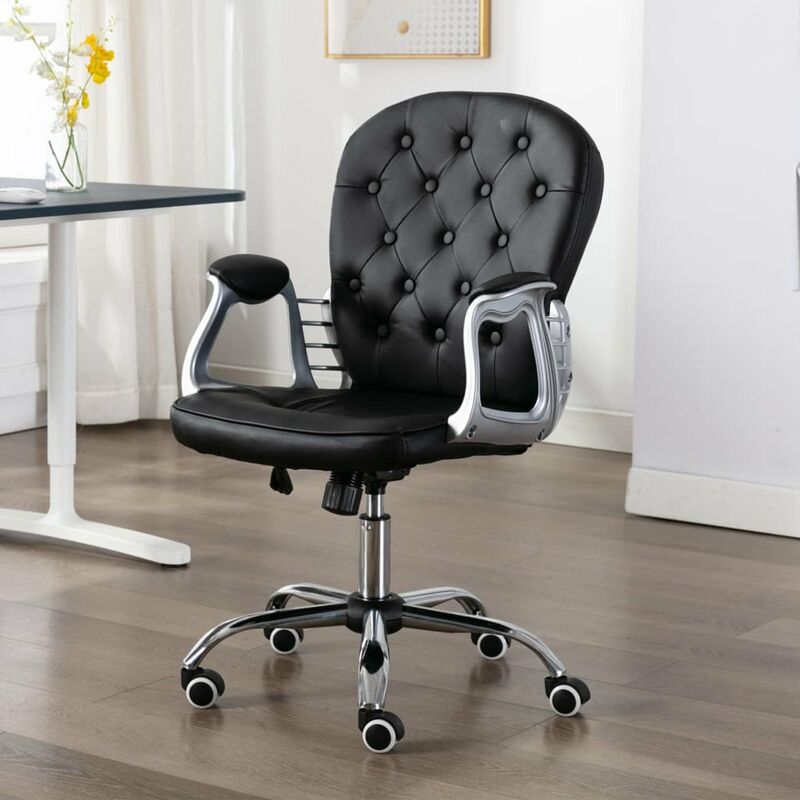 

Silla de oficina giratoria de cuero sintetico negro
