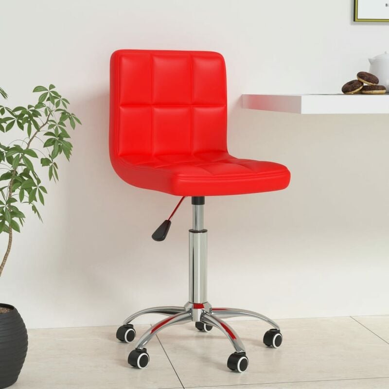 

Silla de oficina giratoria de cuero sintético rojo