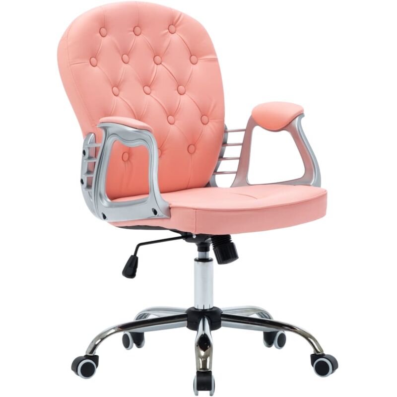 

vidaXL Silla de Oficina Giratoria de Cuero Sintético Rosa - Rosa