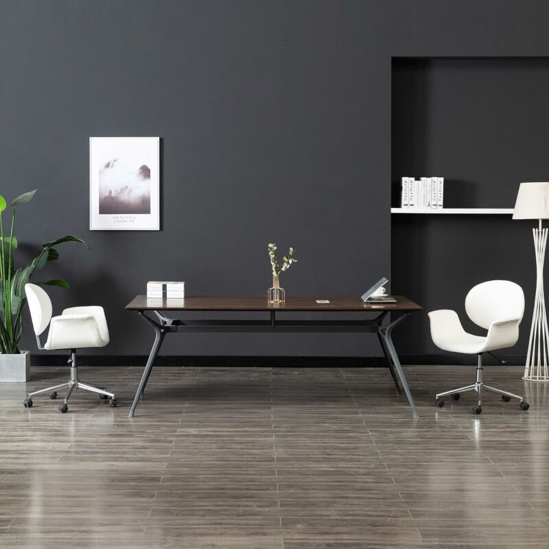 

Silla de oficina giratoria de cuero sintético blanco - Blanco