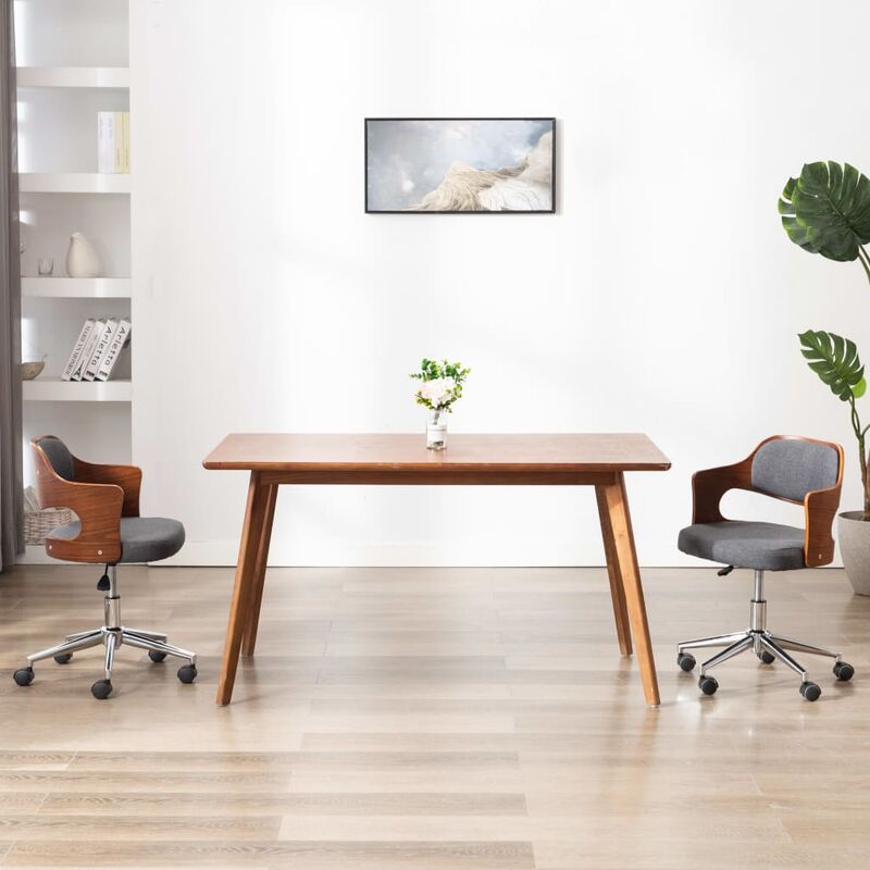 

Silla de oficina giratoria de madera curvada y tela gris