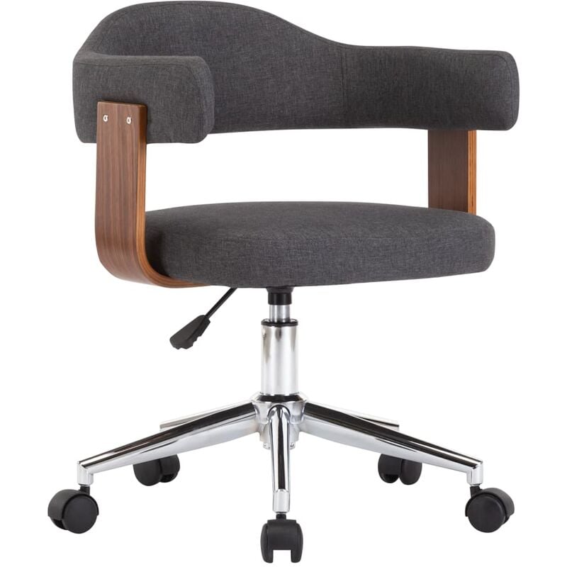 

Silla de oficina giratoria de madera curvada y tela gris