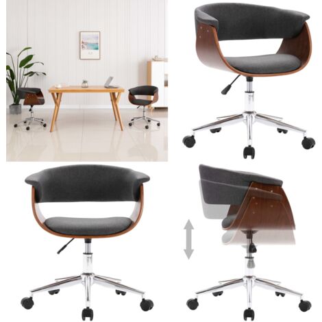 Silla de oficina giratoria de madera curvada y tela gris - Silla de oficina - Silla de comedor
