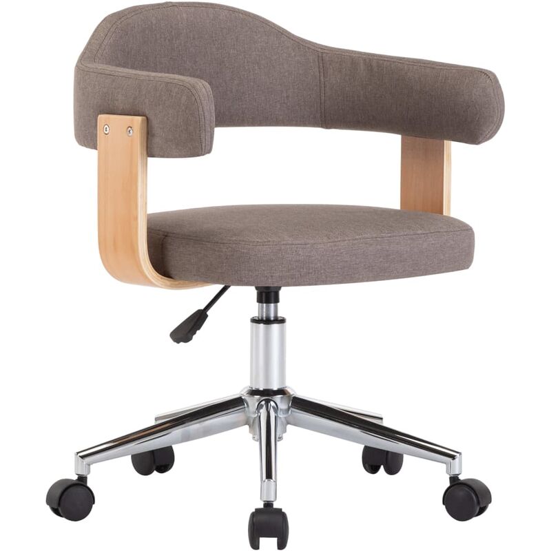 

Silla de oficina giratoria de madera curvada y tela gris taupe