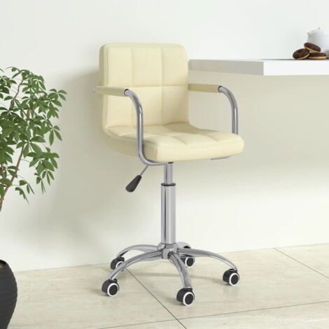 Silla de oficina giratoria de tela color crema vidaXL