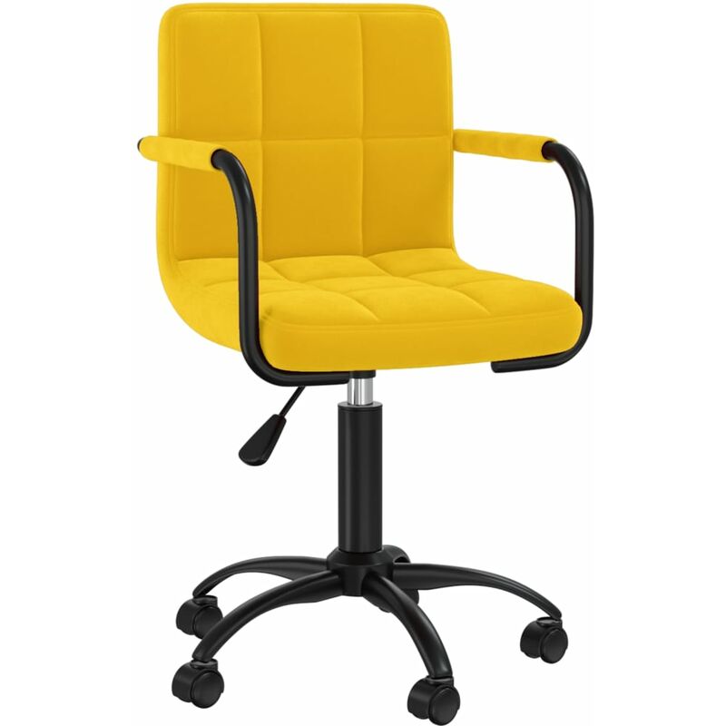 

Silla de oficina giratoria de terciopelo amarilla mostaza