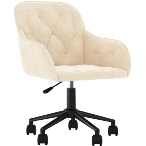 Silla de oficina giratoria de terciopelo color crema vidaXL