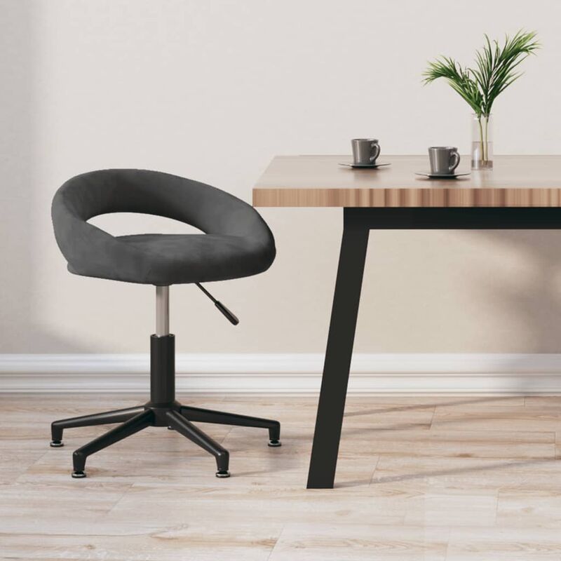 

Silla de oficina giratoria de terciopelo gris oscuro