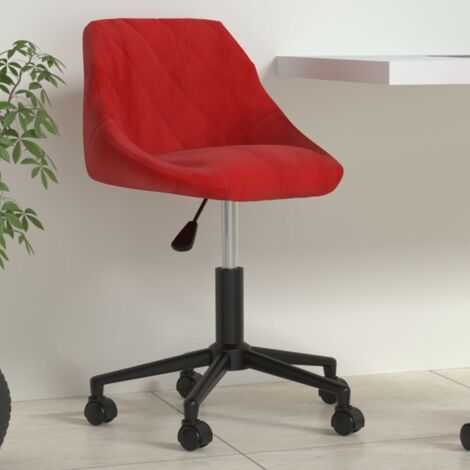 Silla de oficina giratoria de terciopelo rojo tinto vidaXL