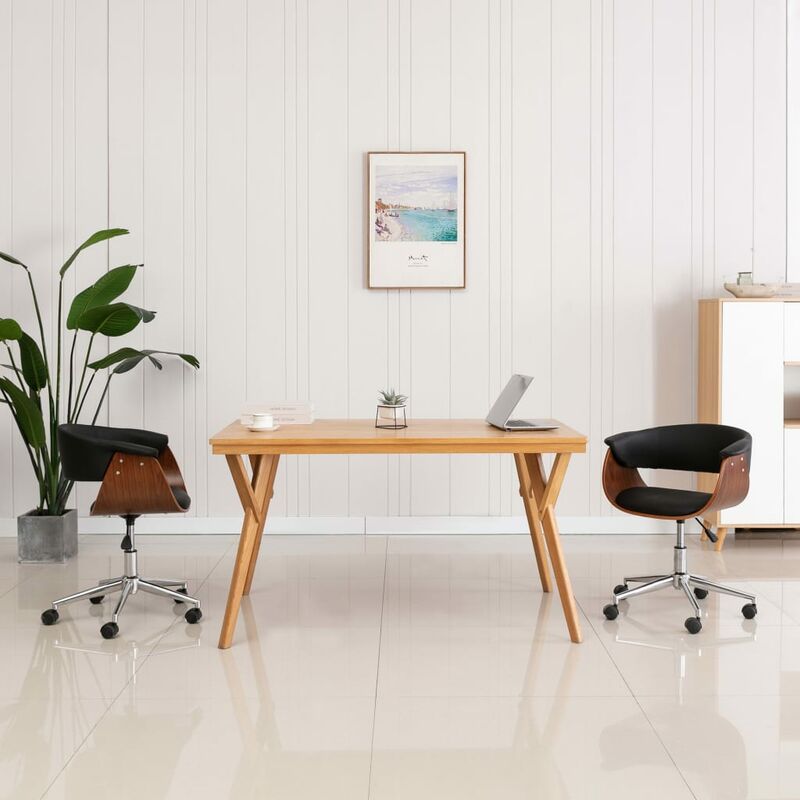 

Silla de oficina giratoria madera curvada cuero sintético negro - Negro
