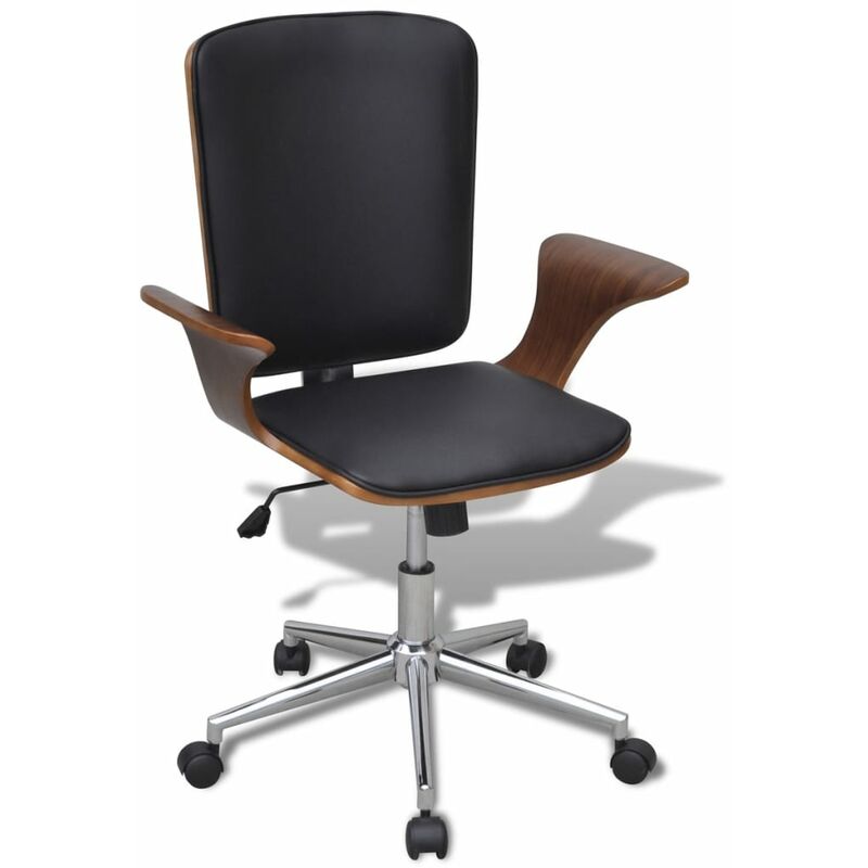 

Silla de oficina giratoria madera curvada y cuero artificial