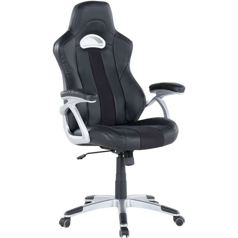 

Silla de oficina giratoria en piel sintética negra ADVENTURE