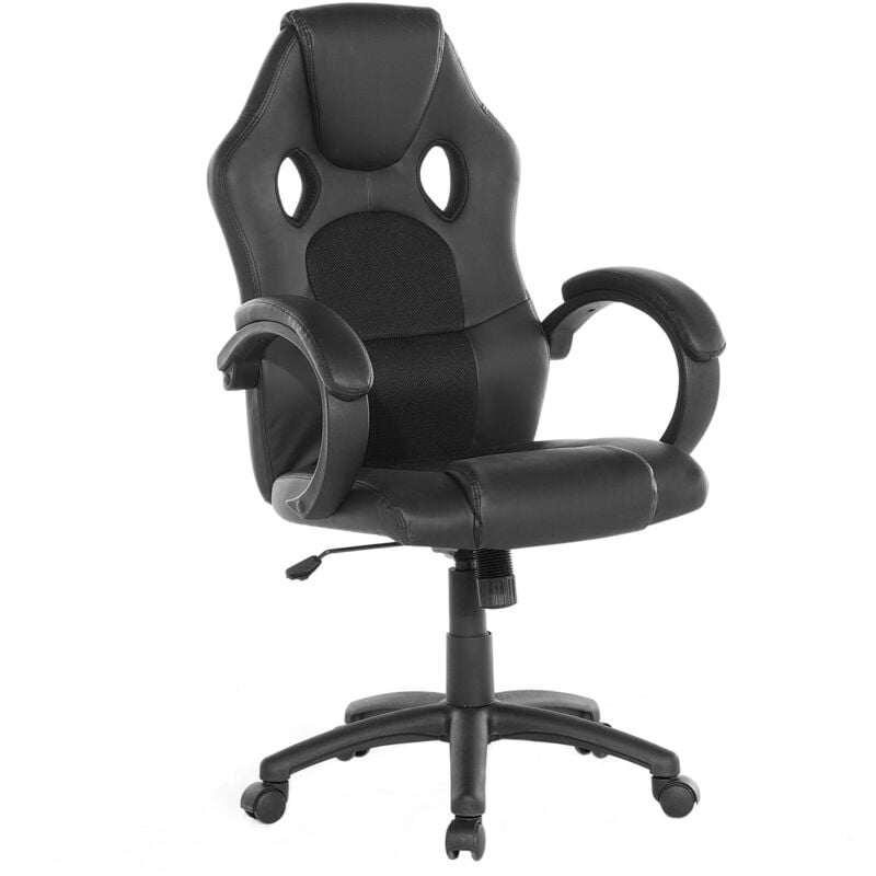 

Beliani - Silla de oficina en piel sintética negra REST