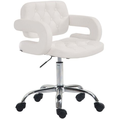 Silla de oficina giratoria regulable en altura con respaldo y reposabrazos en tejido sintético blanco BUR10422