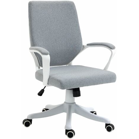 VINSETTO Silla de Oficina Giratoria Silla de Escritorio con Altura Ajustable Reposabrazos Acolchado y Soporte Lumbar Carga Máx. 120 kg 62x69x92-100 cm Gris