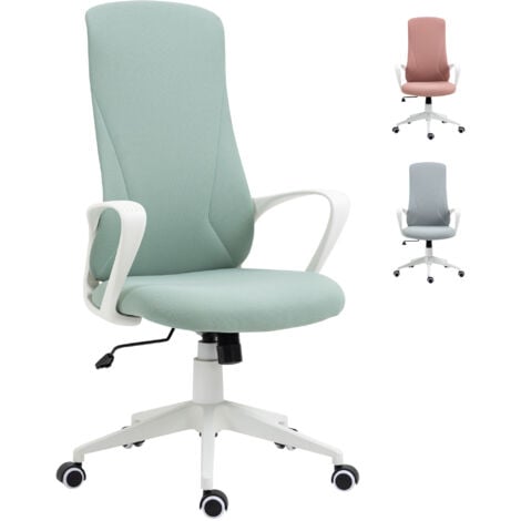 VINSETTO Silla de oficina giratoria silla de escritorio juvenil con altura ajustable función de basculante reposabrazos y respaldo alto 62x56x110-119,5cm verde