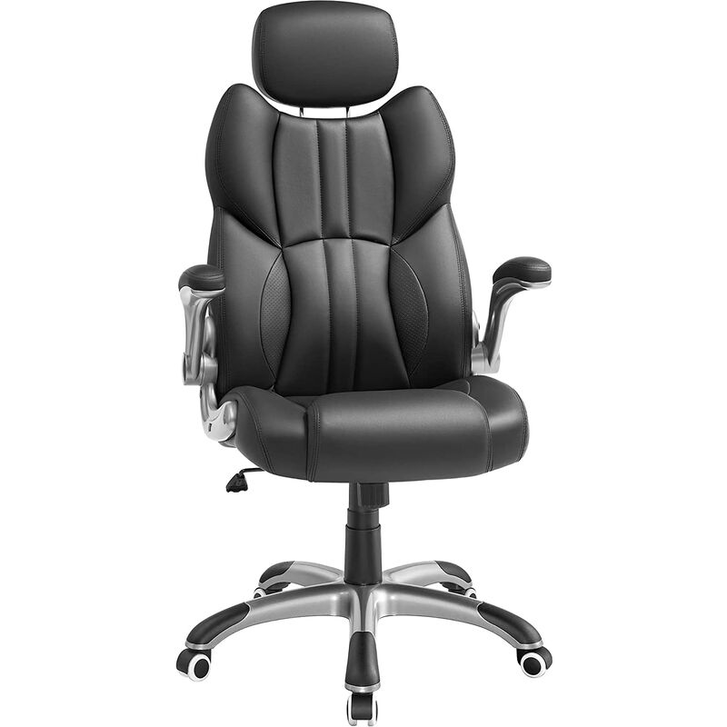 

Songmics - Silla de Oficina giratoria, Silla ergonómica, con Apoyabrazos abatibles, Base de Estrella de nylón, Carga Máxima de 150 kg, Negro OBG65BK