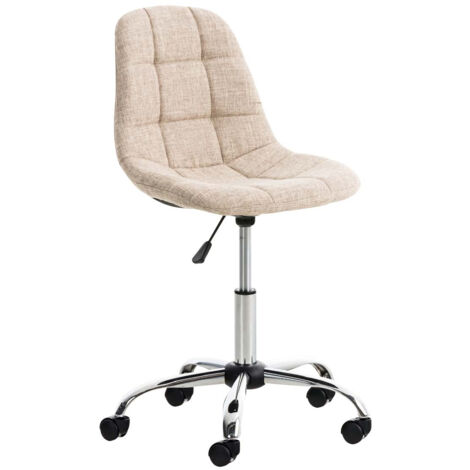 Silla de oficina giratoria taburete regulable en altura tela crema TABO10006
