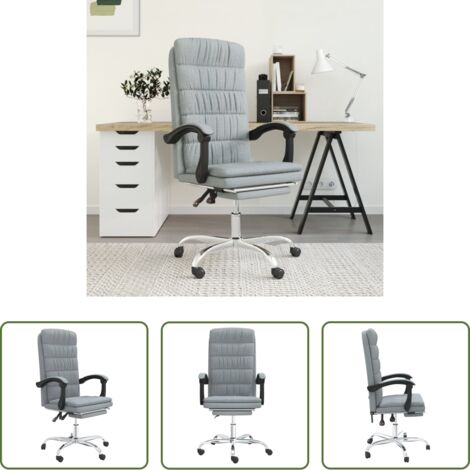 Silla de oficina gris claro -  Silla de oficina reclinable de tela gris claro