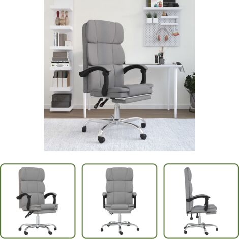 Silla de oficina gris claro -  Silla de oficina reclinable de tela gris claro