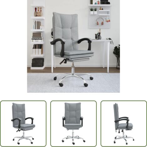 Silla de oficina gris claro -  Silla de oficina reclinable de tela gris claro