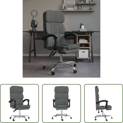 Silla de oficina gris oscuro -  Silla de oficina reclinable de tela gris oscuro