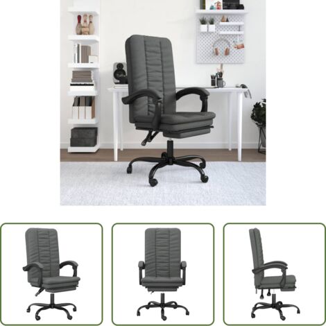 Silla de oficina gris oscuro -  Silla de oficina reclinable de tela gris oscuro