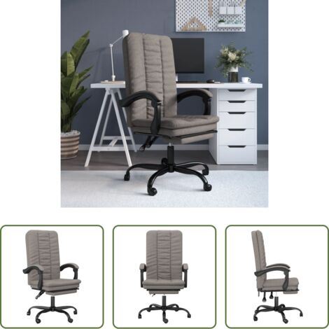 Silla de oficina gris taupé -  Silla de oficina reclinable de tela gris taupé