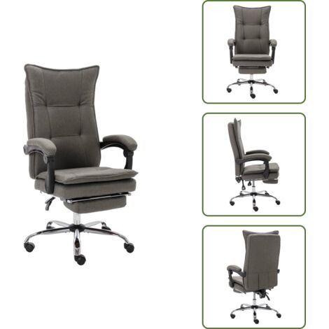 Silla de oficina gris - vidaXL Silla de oficina de tela gris - Silla con respaldo alto