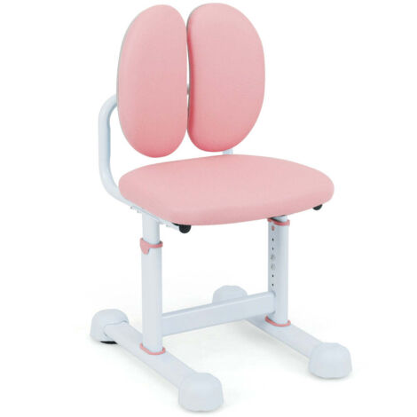 Silla de oficina infantil regulable 48 x 39 x 68-76 cm con respaldo ergonómico moderno en metal rosa 200011105