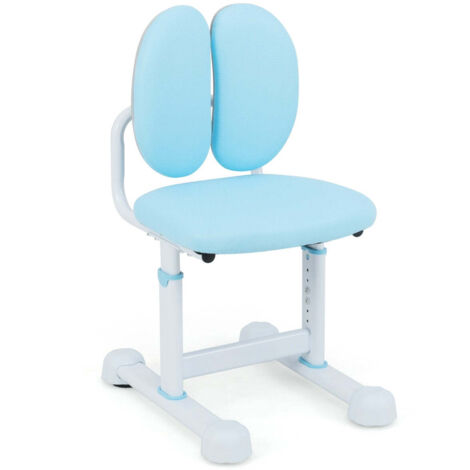 Silla de oficina infantil regulable 48 x 39 x 68-76 cm doble soporte lumbar confort óptimo metal azul 200011103