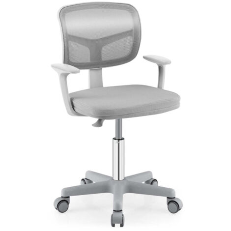 Silla de oficina infantil regulable 54 x 50 x 80-91,5 cm con soporte lumbar giratoria diseño moderno en gris 200020592