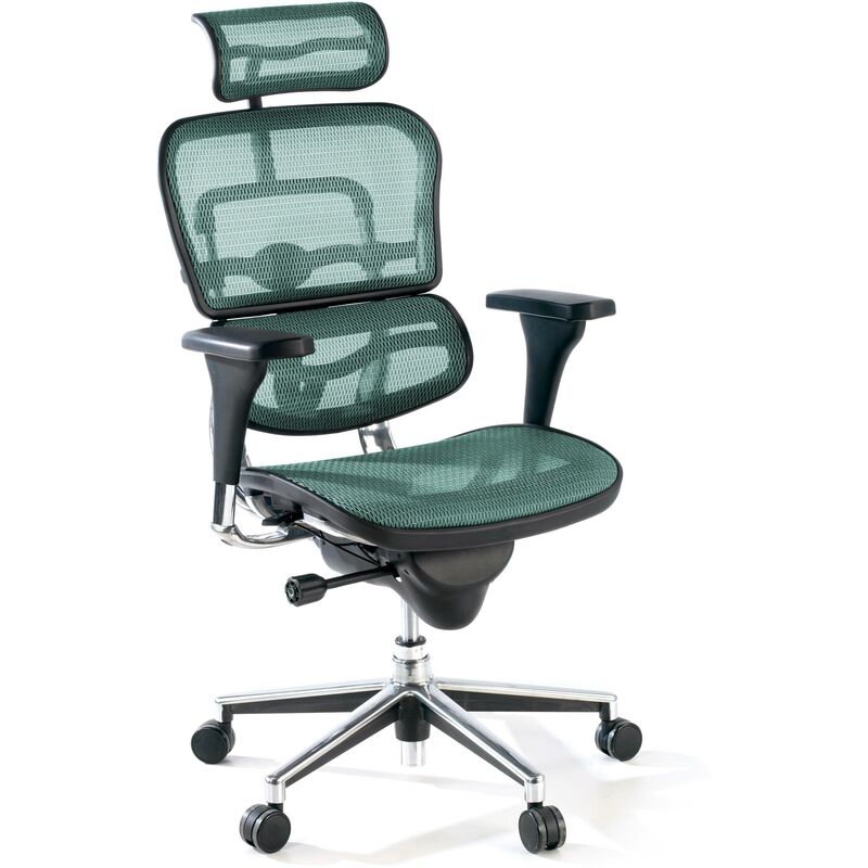 

Ofiprix - Silla de oficina Keystone con reposacabezas, aluminio, red Verde