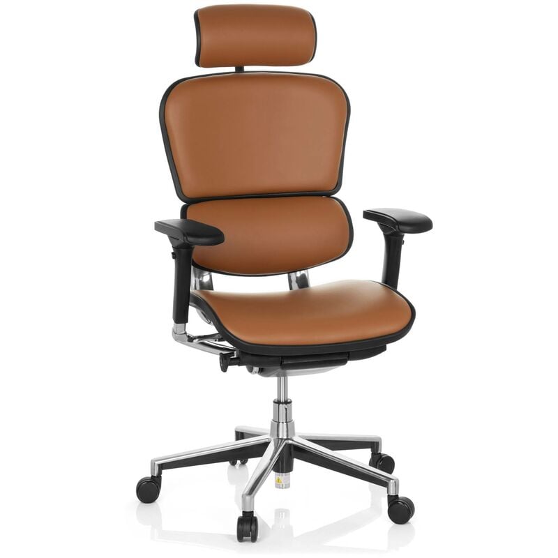 

Ofiprix - Silla de oficina Keystone piel natural, con reposacabezas Latte - beige