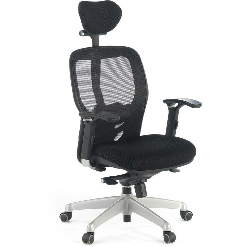 

Silla de oficina Madonna plus, brazos 3D,con reposacabezas negra - negro