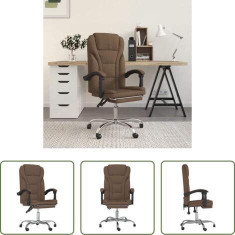 Silla de oficina marrón -  Silla de oficina reclinable de tela marrón