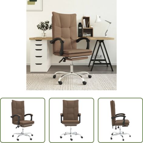 Silla de oficina marrón -  Silla de oficina reclinable de tela marrón