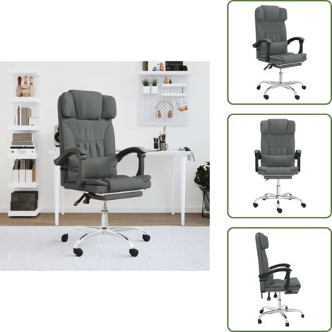 Silla de oficina moderna - vidaXL Silla de oficina reclinable con masaje de tela gris oscuro - Silla ergonómica