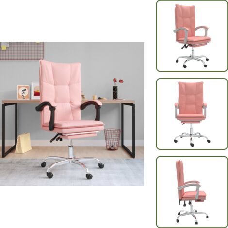 Silla de oficina moderna - vidaXL Silla de oficina reclinable cuero sintético rosa - Silla de oficina con respaldo ajustable
