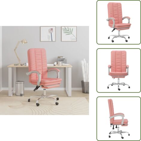 Silla de oficina moderna - vidaXL Silla de oficina reclinable cuero sintético rosa - Silla de oficina ergonómica