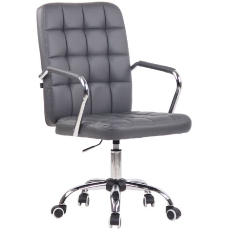 Silla de oficina moderna y cómoda con ruedas en sintético gris BUR10630