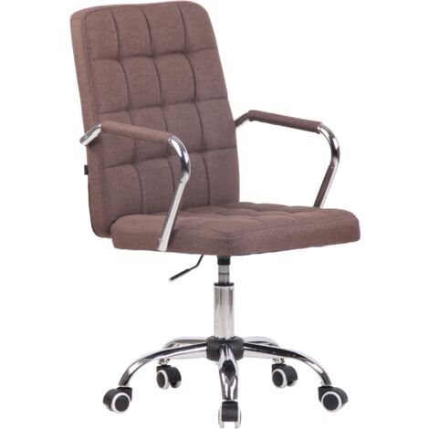 Silla de oficina moderna y cómoda con ruedas en tejido marrón BUR10635