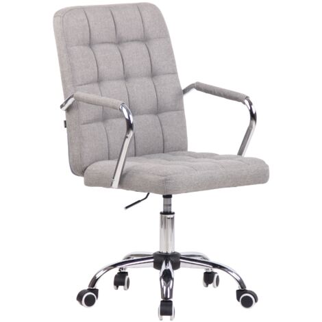 Silla de oficina moderna y cómoda con ruedas en tela gris BUR10634