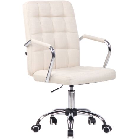 Silla de oficina moderna y confortable con ruedas en tejido crema BUR10636