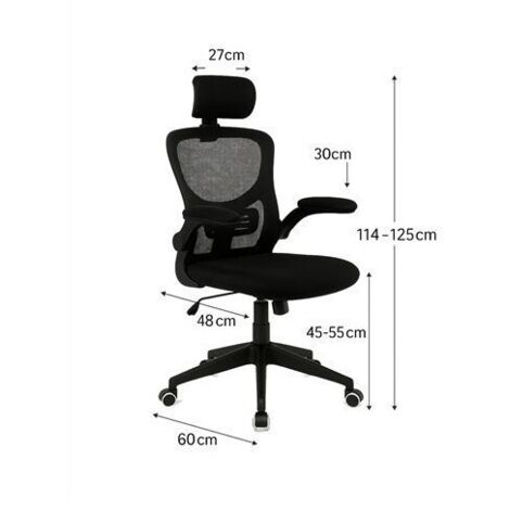 Silla de Oficina  Negra Ergonómica con Reposacabezas y Reposabrazos Ajustables – Ideal para Trabajo y Estudio